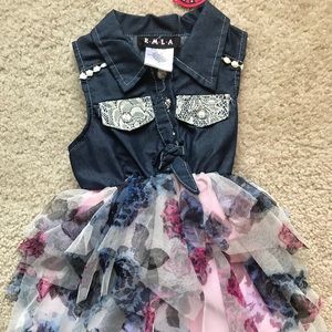Toddler jean dress tulle skirt bottom 2T